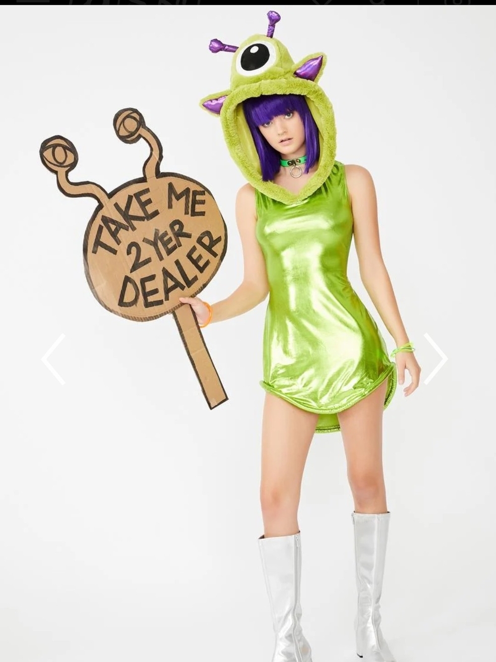 Dolls Kill Trickz N' Treatz Galactic Breakout Alien Costume Dress - Size S